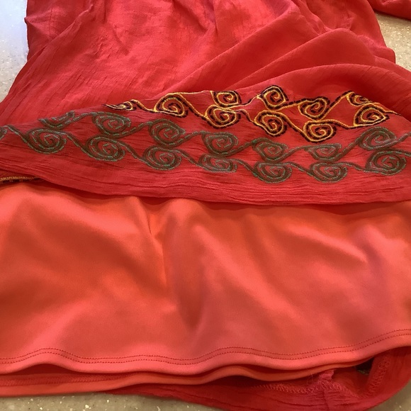 Signature by Robbie Bee Pink Shift Dress Size Large Embroidered and Lined - Picture 9 of 13